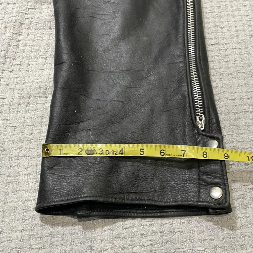 Vintage California Creations Black Leather Chaps Riding Pants Motorcycle Mens L